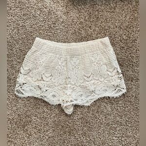 Crochet Lace Shorts in Cream